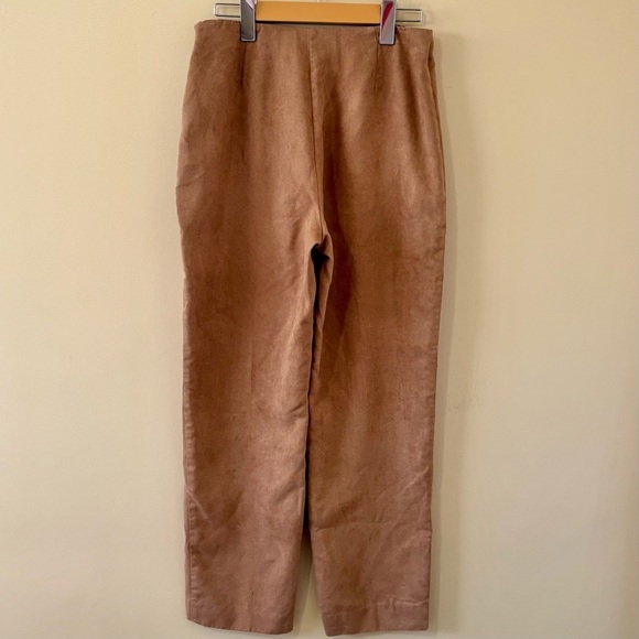 Spanner| Camel Brown Wide Leg Faux Suede Side Zip Trousers Sz S - Picture 2 of 3
